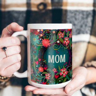 Elegant Mamma Rosa Grönt Blommigt Inspiritivitet Kaffemugg