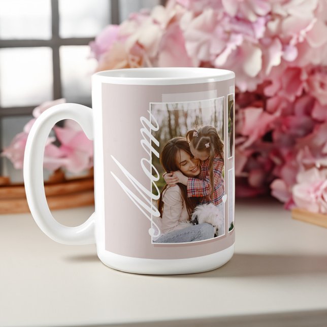 Elegant Mamma Skriptögonblicksbild, Mors dag-foto Kaffemugg (Elegant Mom Script Snapshot Mother's Day Photo Coffee Mug)
