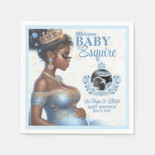 Elegant Mamma som ska vara Blue & Guld Royal Baby Pappersservett