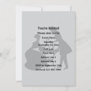 Elegant Man och Woman Silhouette Party Inbjudningar