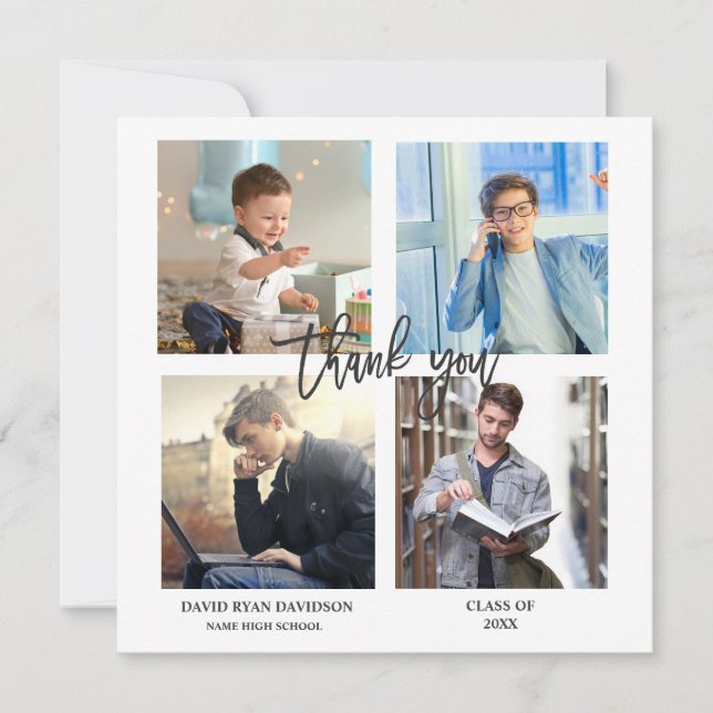 Elegant Man Studenten Photo Collage Tack Meddelande (Framsida)
