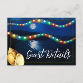 Elegant månbelyst strandbröllop detalj tilläggskort