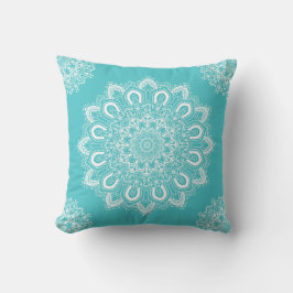 Elegant Mandala Aqua Turquise Teal Kudde