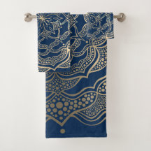 Elegant Mandala Art Boho Guld och marinblå lyx