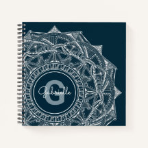 Elegant Mandala Art Monogram Initial Namn Blue