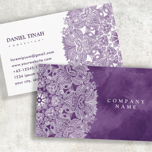 Elegant Mandala Blommigt Luxury Lila Theme Visitkort
