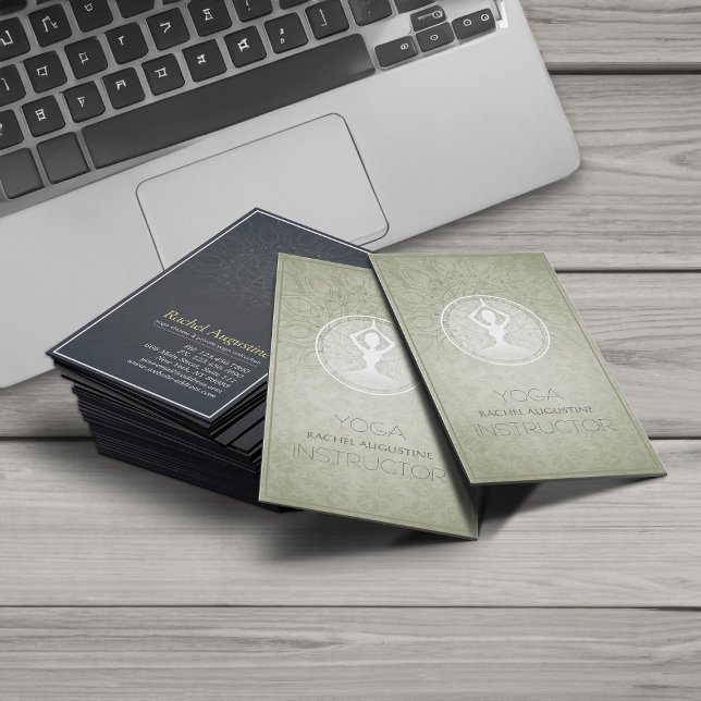 Elegant Mandala Blommigt Yoga Meditation Instructo Visitkort (Skapare uppladdad)