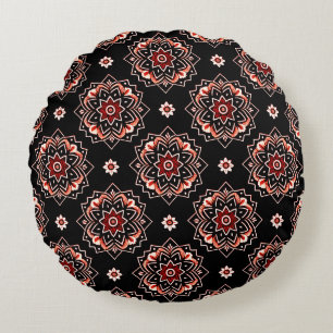 Elegant Mandala Boho Blommönster Rund Kudde