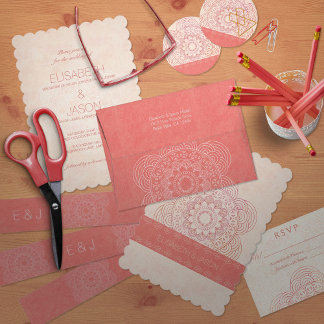 Elegant Mandala Boho Chic Bröllop Inbjudningar