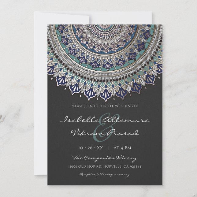 Elegant Mandala bröllopsinbjudningar Inbjudningar (Framsida)