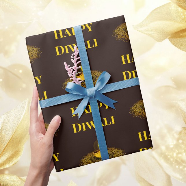 Elegant mandala diya guld diwali anpassningsbar te presentpapper (Skapare uppladdad)