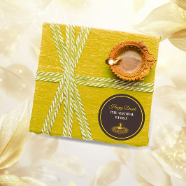 Elegant mandala diya hindu anpassningsbar guld diw runt klistermärke