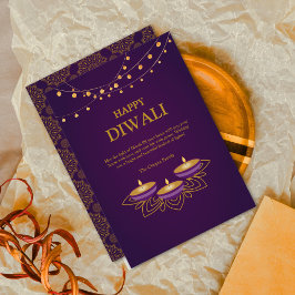 Elegant Mandala diyas anpassningsbar Lila Diwali g Julkort