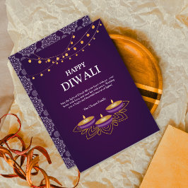 Elegant Mandala diyas anpassningsbar Lila Diwali Julkort