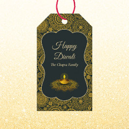 Elegant mandala diyas hindu anpassningsbar guld di presentetikett