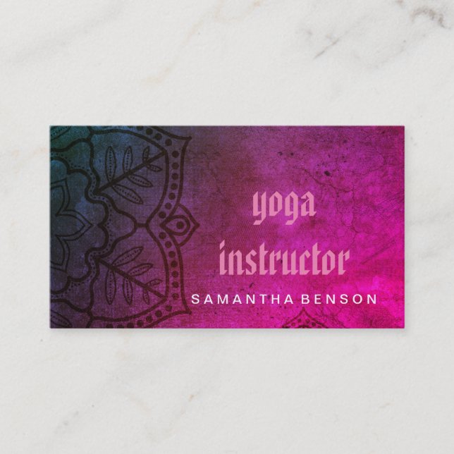 Elegant Mandala Flower Logotyp Yoga Instructor Visitkort (Framsida)