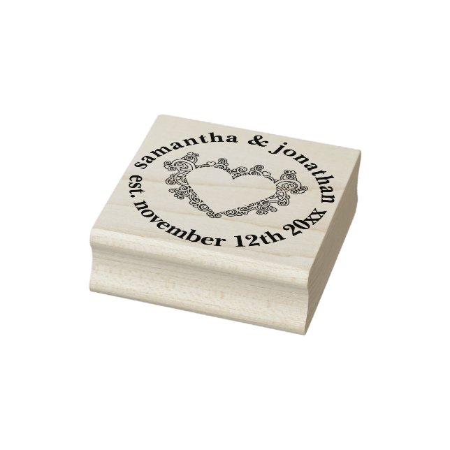 Elegant Mandala Heart Bröllop Stämpel (Stämpel)