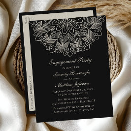 Elegant Mandala Indian Boho Black Förlovningsfest Inbjudan Vykort