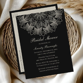 Elegant Mandala Indian Boho Black Möhippa Inbjudan Vykort