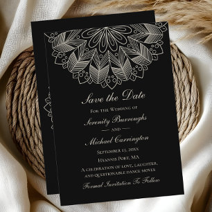 Elegant Mandala Indian Boho Black Spara datum Meddelande