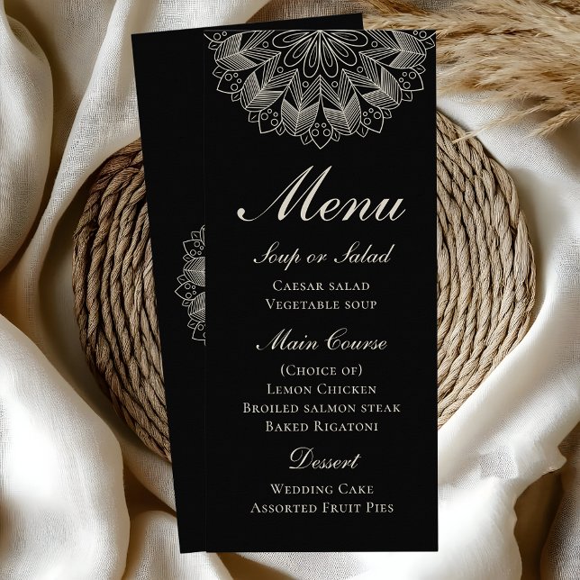 Elegant Mandala Indisk Boho Svart Bröllop Män Reklamkort (Skapare uppladdad)