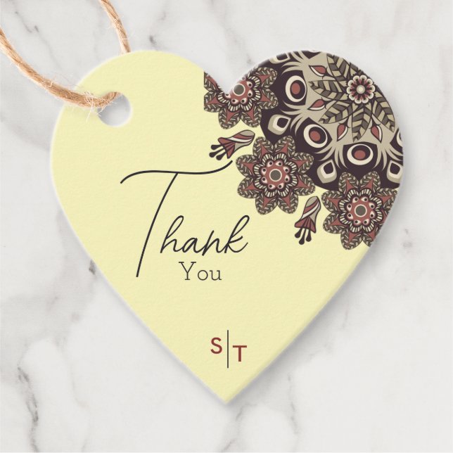 Elegant Mandala-Inspired Bröllop Gåvor Etiketter (Framsida)