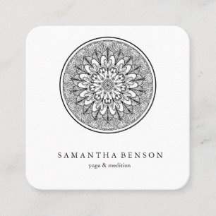 Elegant Mandala Logotyp Yoga-symbol för Universe Fyrkantigt Visitkort