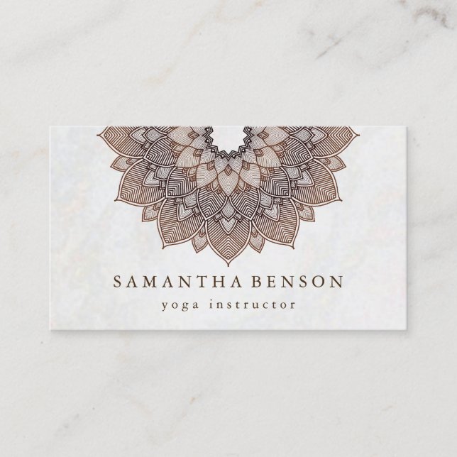 Elegant Mandala Lotus Flower Logotyp Yoga Instruct Visitkort (Framsida)