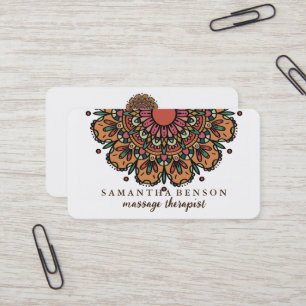 Elegant Mandala Lotus Flower Massage Therapist Visitkort