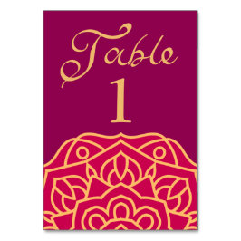 Elegant Mandala Magenta Guld Indiska Bröllop Bordsnummer