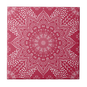 Elegant Mandala Magenta Rosa Kakelplatta
