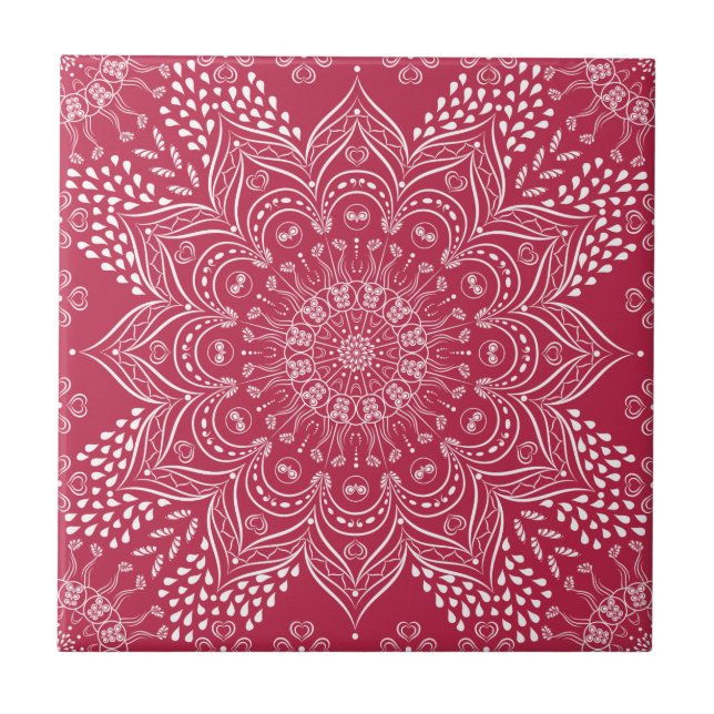 Elegant Mandala Magenta Rosa  Kakelplatta (Framsidan)