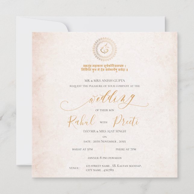 Elegant Mandala med Lord Ganesh Indian Bröllop (Framsida)