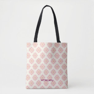 Elegant Mandala Mönster Tote Bag med Rosa Tygkasse