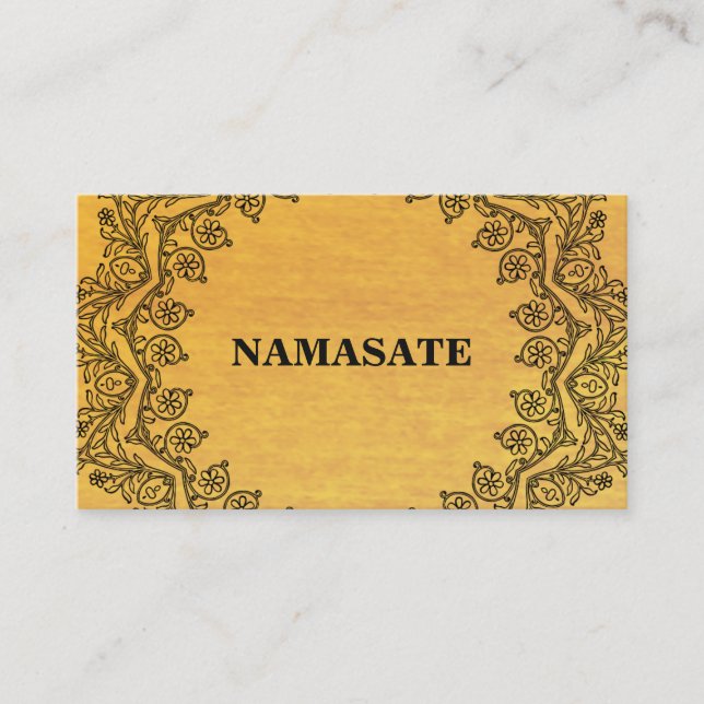 Elegant Mandala Namaste Guld Yoga Logotyp Art Visitkort (Framsida)