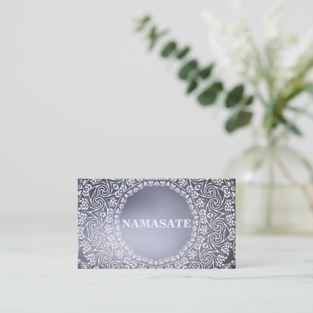 Elegant Mandala Namaste Yoga Logotyp Art Visitkort (Stående Fram)