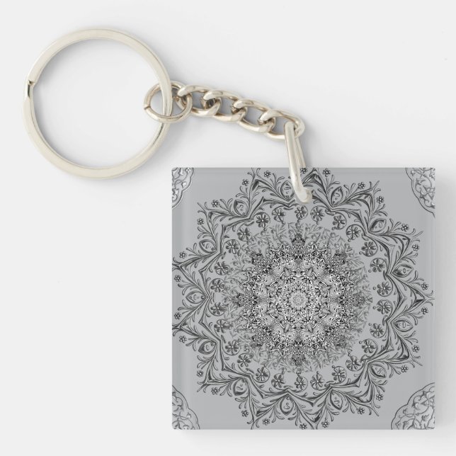Elegant Mandala Nyckelring, Boho Chic Nyckelring (Framsidan)