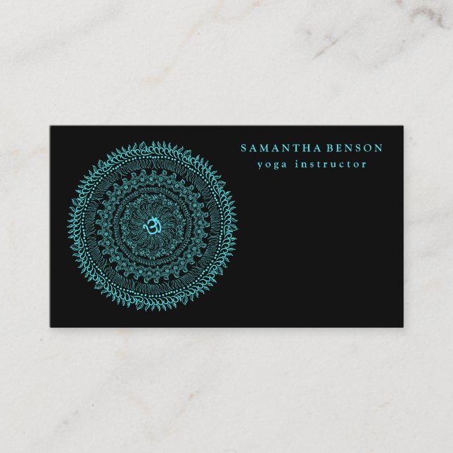 Elegant Mandala OM Logotyp Yoga Affärskort Visitkort (Framsida)