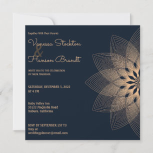 Elegant Mandala on Blue Inbjudningar