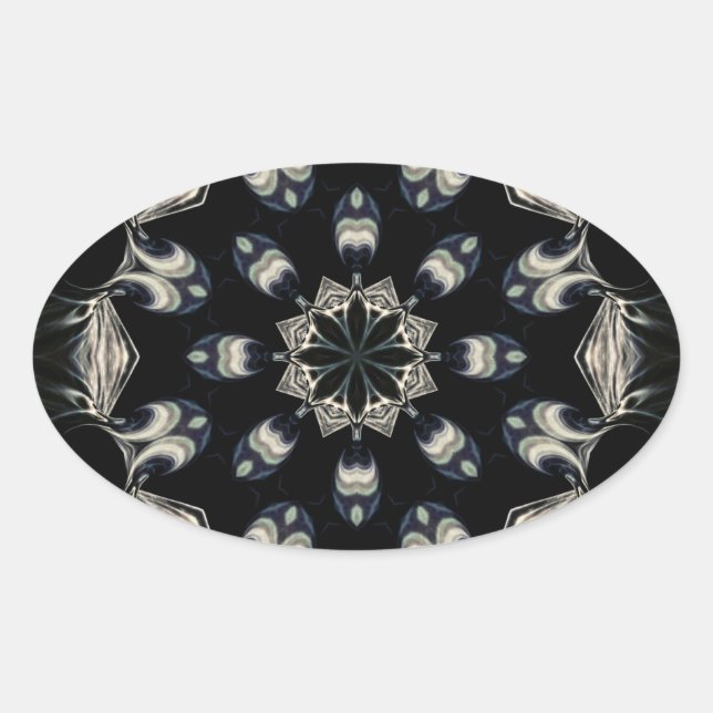 Elegant Mandala Ovalt Klistermärke (Framsida)