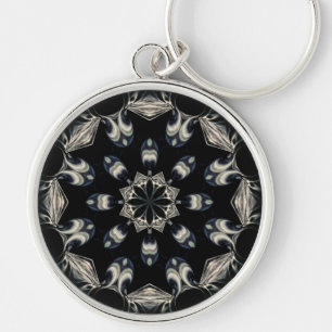 Elegant Mandala Rund Silverfärgad Nyckelring
