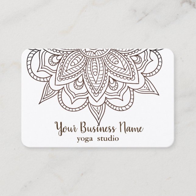 Elegant Mandala White Chic Classy Yoga Instructor Visitkort (Framsida)