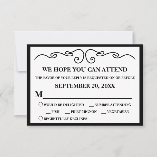 Elegant "Mandelblomning" RSVP Version 1 OSA Kort (Framsida)