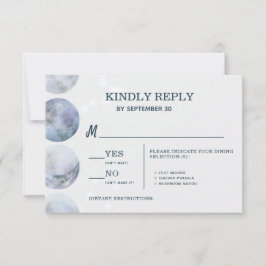 Elegant Måne Blå Guld Stars Bröllop OSA Kort