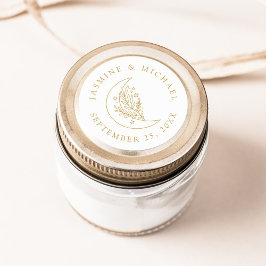 Elegant Måne och Stars Guld bröllopsförmån Runt Klistermärke