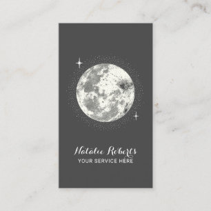 Elegant Måne & Stars Mörk Grått Spa & Salon Visitkort