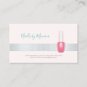 Elegant Manicurist Silver Rand Rosa Nagel Polen Visitkort