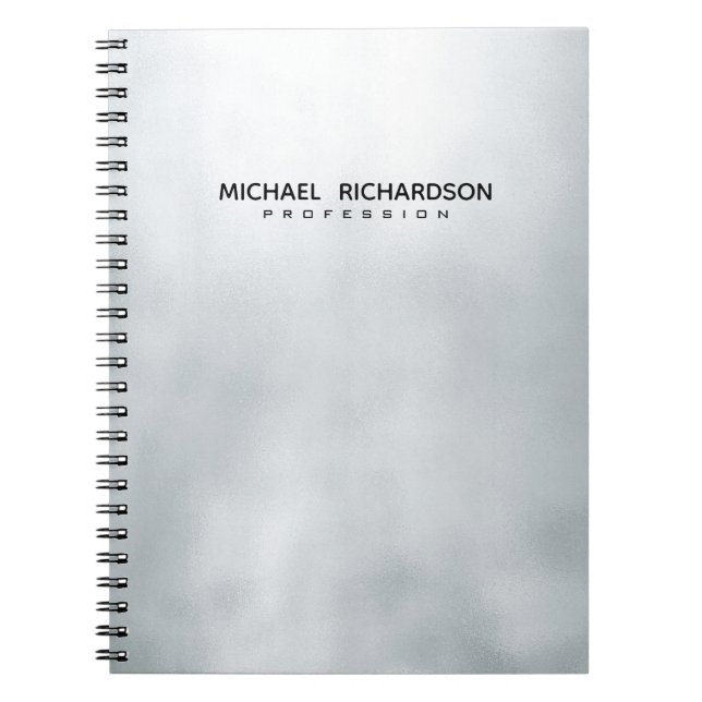 Elegant manlig silver svart anpassad anteckningsbo anteckningsbok (Framsidan)