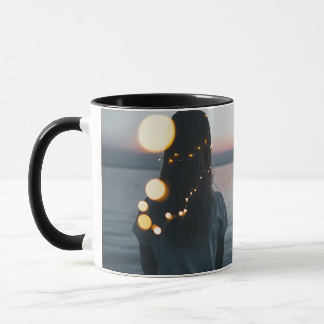 Elegant månljus Abstrakt Svart Keramisk Kaffe Mu Mugg (Vänster)
