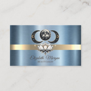 Elegant månlotus blå metallisk visitkort